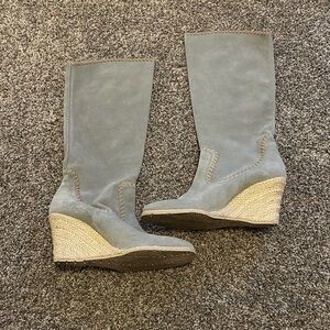 Donald J. Pliner Quinn Women’s Suede Leather Espadrille High Boots 8 Light Blue